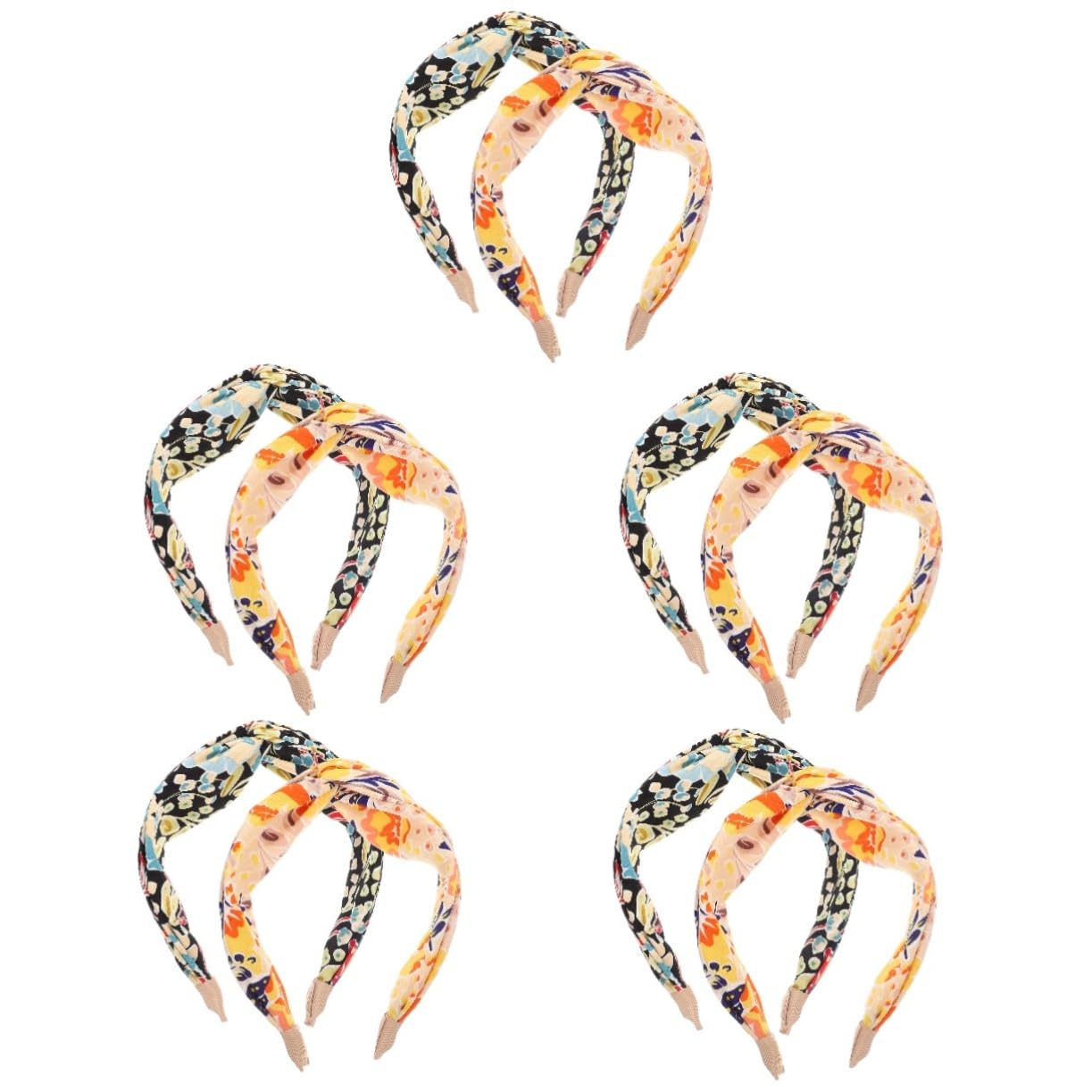 FRCOLOR Lot De 5 Bandeaux Élégants Pour Femmes Accessoires Pour Cheveux En Mousseline De Soie Croix Délicate Bandes Décoratives 2 Pièces X 5
