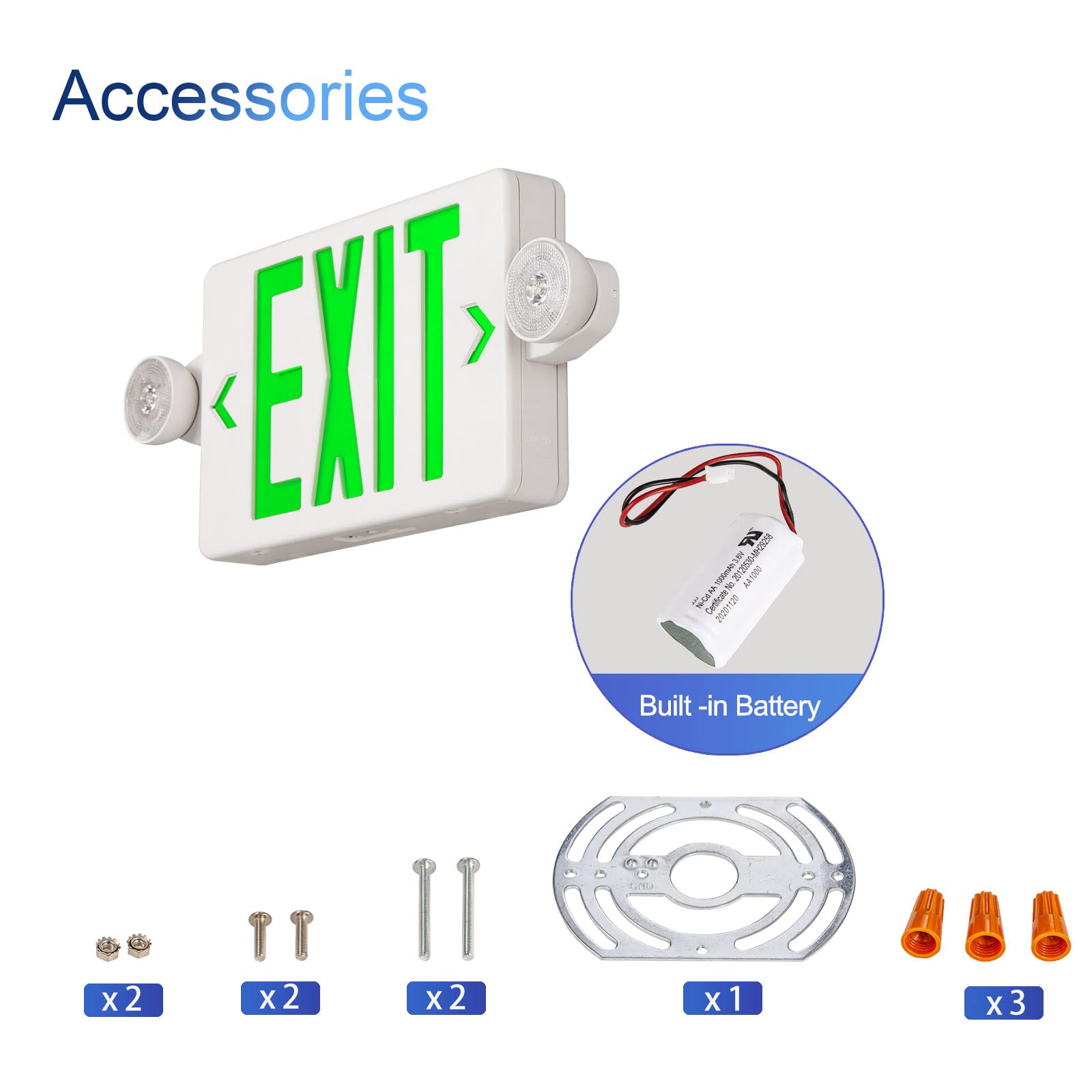 TANLUX Black Housing Exit Sign With Emergency Lights, LED - View #10