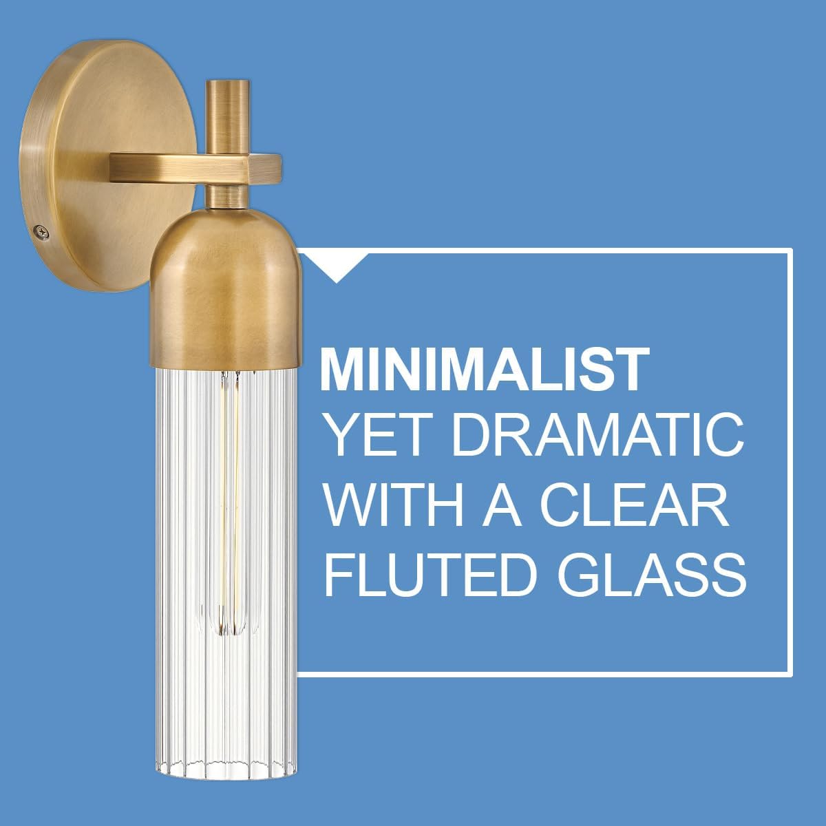 Hinkley Soren Medium Bath Wall Sconce, Clear Fluted Glass, Transitional, Install Up/Down, T-Style Bulbs Required, Heritage Brass Finish