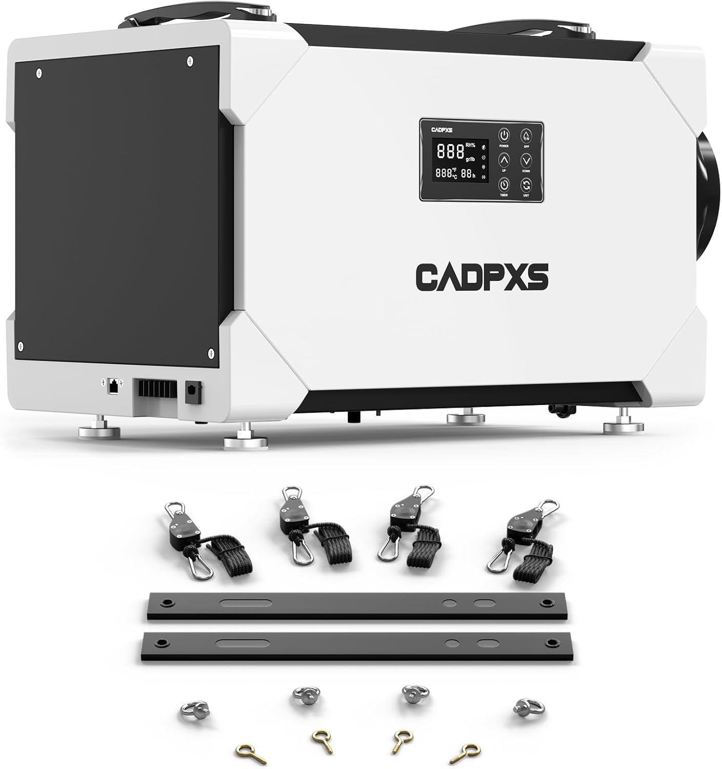 CADPXS Crawl Space Dehumidifier Bundle - 145 Pints Commercial Dehumidifier with Drain Hose + Hanging Kits, Industry Water Damage Unit, Large Capacity, Compact, Auto Defrost