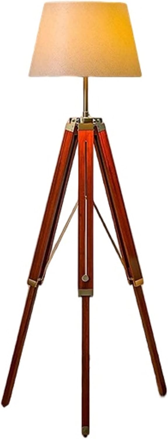 OCEAN INSTRUMENTS Floor Lamp Wooden Standing Tripod Lamp Stand Vintage
