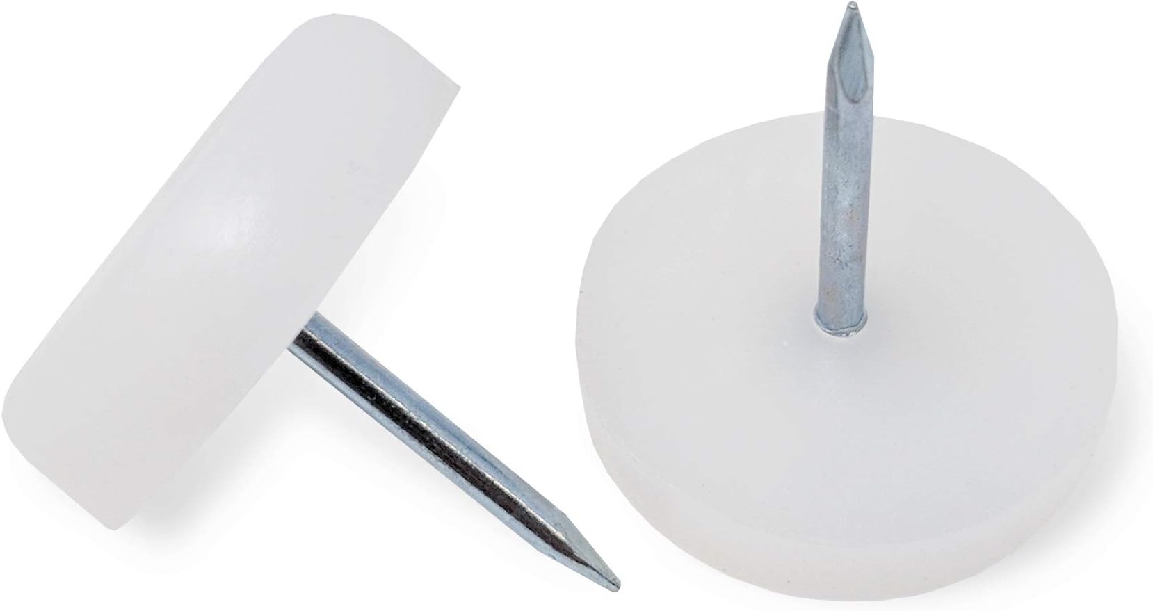 7/8-Inch Plastic Glide with Nail Flat Head White for Furniture Sofa Feet, 50-Pack