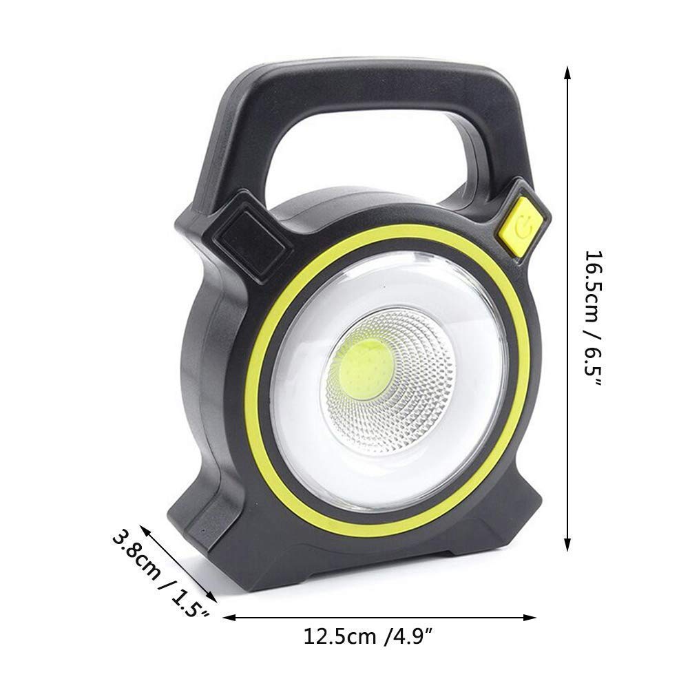 Luz de trabajo LED recargable de 30 W, reflector regulable con 2 modos, iluminación impermeable IP65 para exteriores, camping, pesca y viajes en coche, brillo de 300 lm