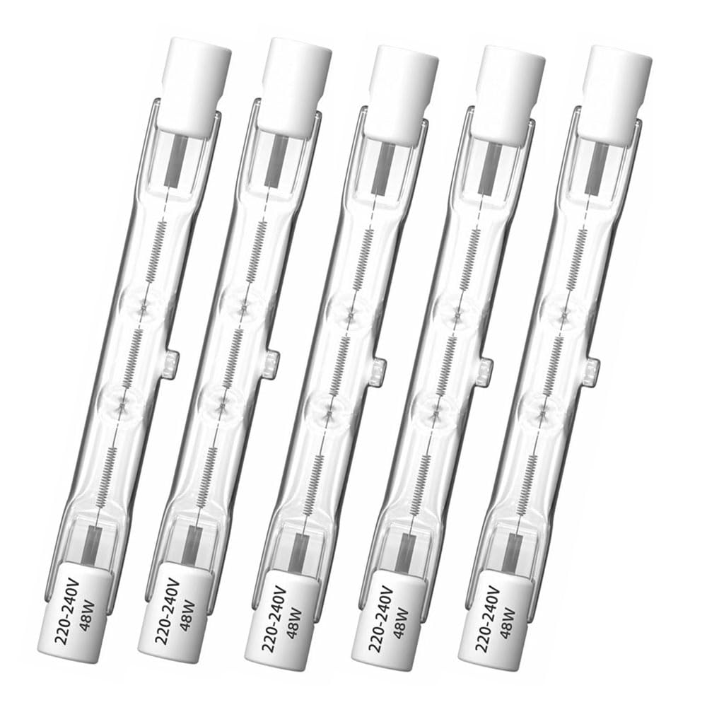 Klarlight R7S Halogenlampen 48W, 78MM R7s Halogenstab Dimmbar Warmweiß 2800K, Doppelseitige lineare Flutlichter, J Typ J78 Leuchtmittel für Arbeit, Landschaftsleuchten, Deckenleuchten, 5 Stück