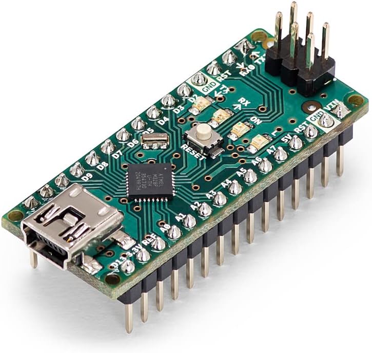 Arduino Nano [A000005] - Compact ATmega328P Microcontroller with 14 Digital I/O Pins, 8 Analog Inputs, USB Connectivity, and Arduino IDE Compatibility for Prototyping and DIY Projects