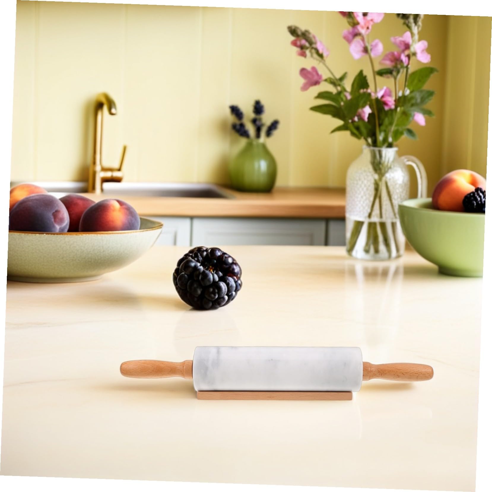 DOITOOL 3 Piezas Rodillos de Mármol para Hornear Rodillos Antiadherentes para Masa de Pastelería Pan Pizza y Fondant Herramienta Ergonómica para Cocina Doméstica