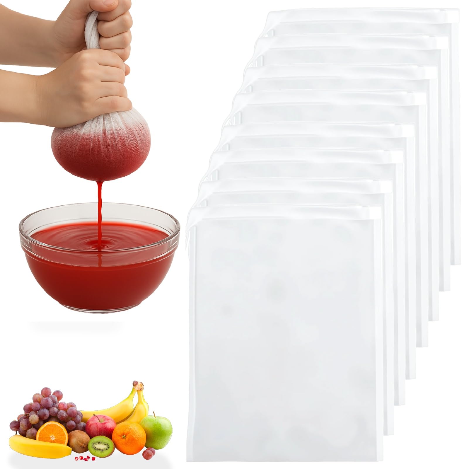 Set Di 3 Sacchetti Per Latte Di Noci – Filtro In Nylon Riutilizzabile Con Cordoncino – 20x30 Cm – Colino Fine Per Formaggio, Yogurt E Succhi Di Frutta - 2