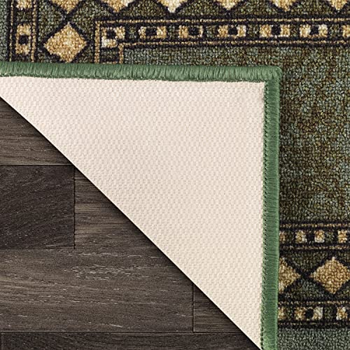 Antep Rugs Alfombras Modern Bordered 2x4 Non-Skid (Non-Slip) Low Profile Pile Rubber Backing Kitchen Area Rugs (Green, 2'3" x 4') - Thumbnail 6