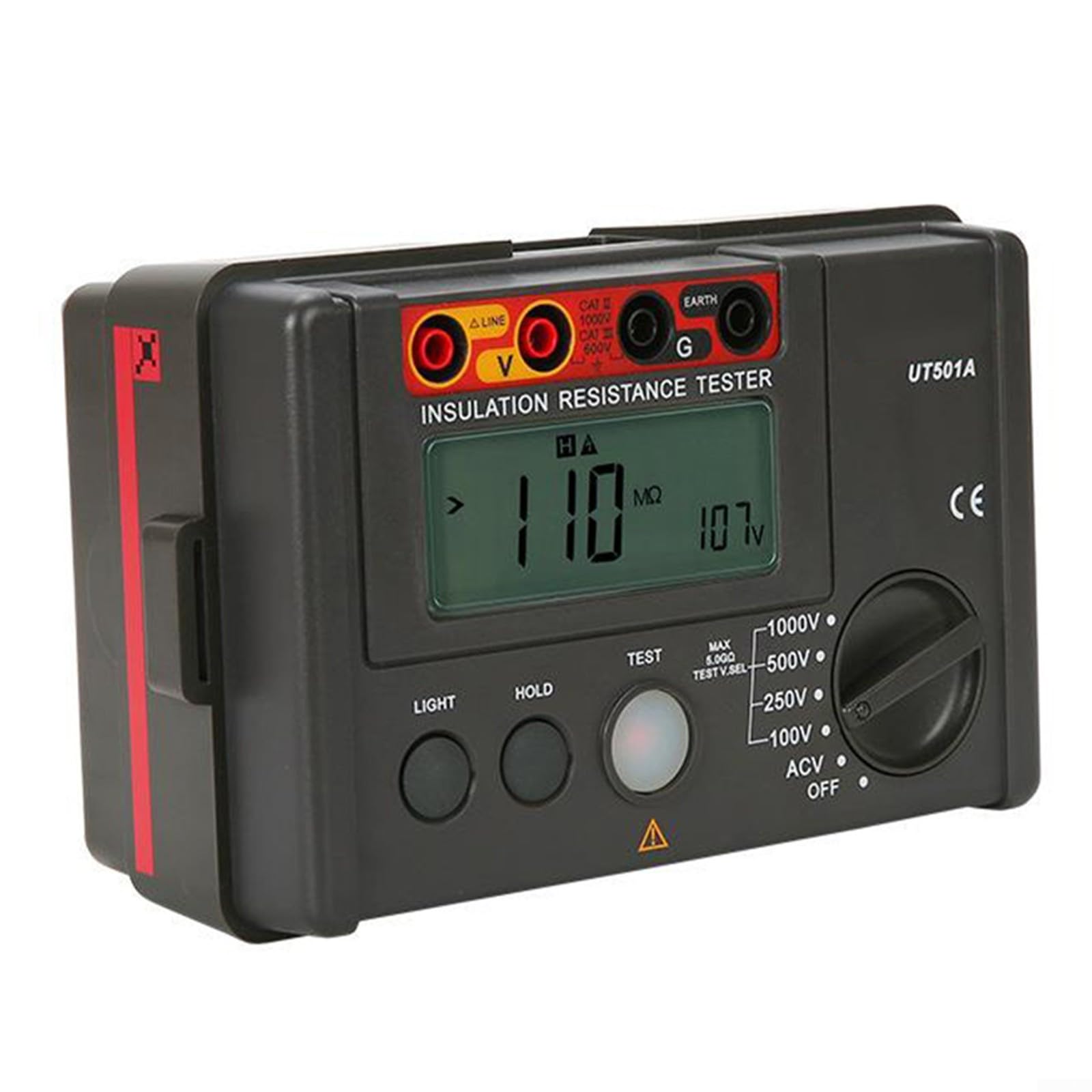 Probador de resistencia de aislamiento UT501A Medidor de resistencia de aislamiento digital Megohmmeter 100V-1000V Voltaje de salida Pantalla LCD Descarga automática Equipo de prueba
