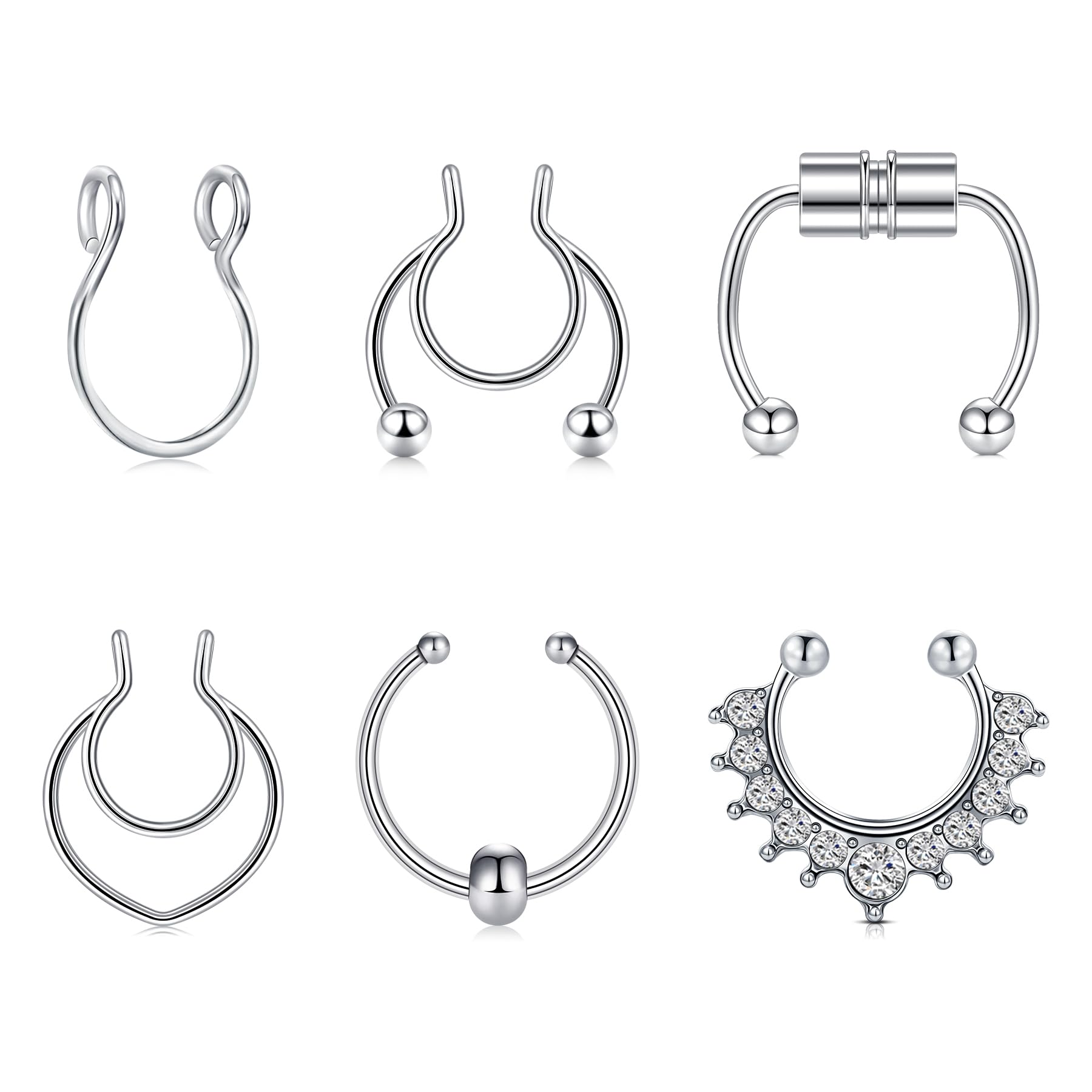 Briana Williams Fake Septum Piercing Fake Septum Ring Faux Septum Nose Rings Fake Septum Fake Nose Ring Clip On Septum Nose Ring Faux Septum Piercing for Women Non Piercing Fake Septum Hoop Jewelry