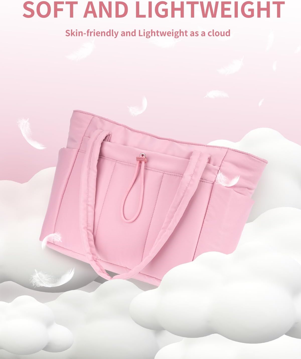 Wandering Nature Puffer Tote Bag with Cup Holder & Laptop Compartment & Trolley Sleeve for Travel, Work, Nurse, Women