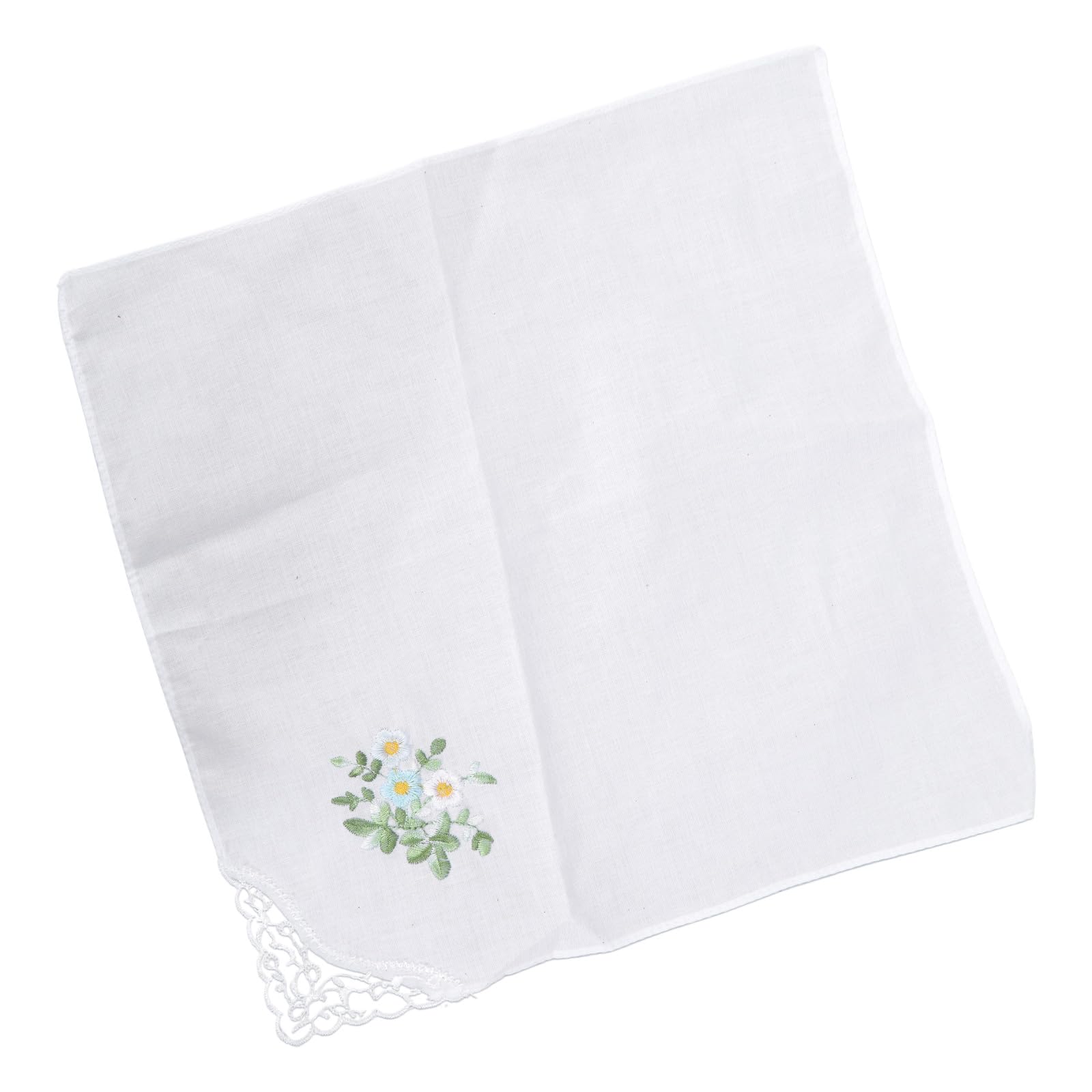 Fentency Pack of 12 28x28cm Embroidery Flower Handkerchief for Woman Gentleman Practical Handkerchief Multiple Type Handkerchief