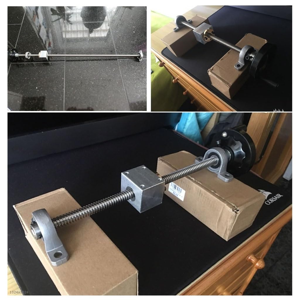 1 Satz T12-Gewindespindel, 12 mm, Handrad, Führungsschiene, Schraube 250 300 400 500 mm + horizontale/vertikale Halterung, DIY, einfache Rutsche(Horizontal Bracket,400mm)