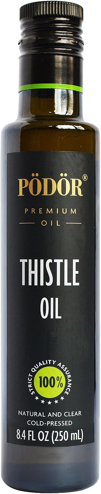 PÖDÖR Premium Thistle Oil - 8.4 fl. Oz. - Cold-Pressed, 100% Natural, Unrefined and Unfiltered, Vegan, Gluten-Free, Non-GMO in Glass Bottle