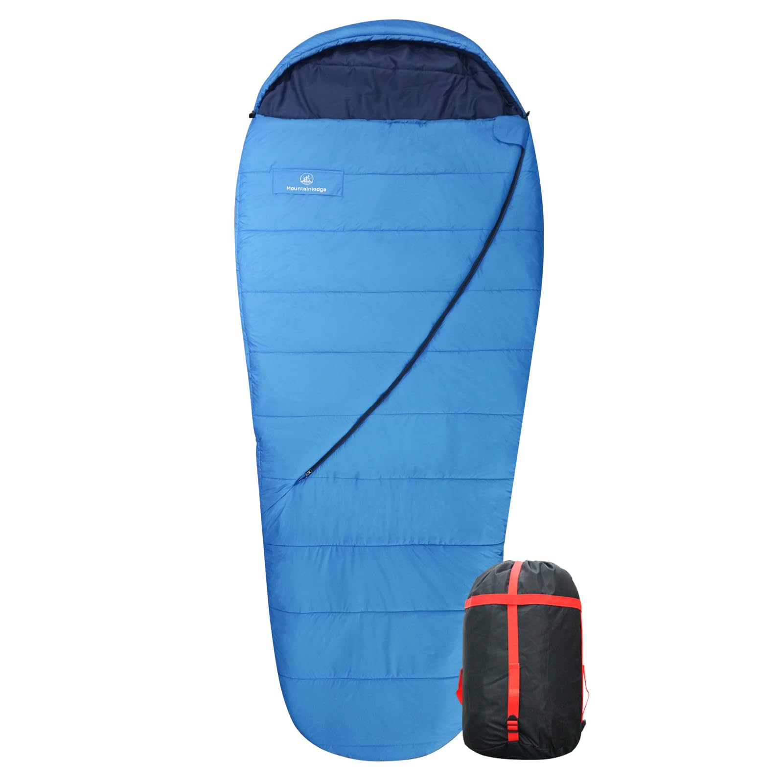 Mountainlodge Balance Sleeping Bag for Adult&Kids,Cold&Warm Weather with Compression Sack and Water Resistant for Family Camping,Travel and Car Camping (Blue)