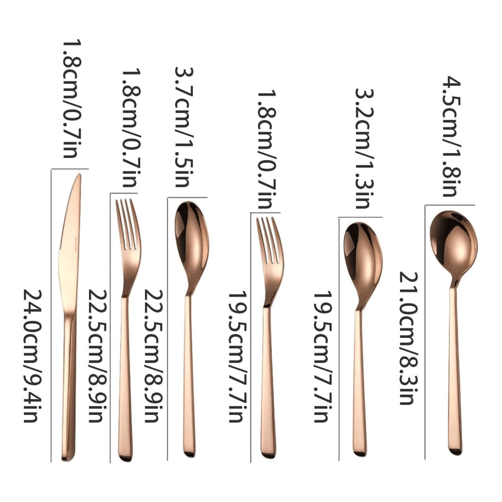 Rieort Ensemble d'argenterie 1/2/3 pièces, Couteau, Fourchette, cuillère, Or Rose, Ensemble de Couverts en Acier Inoxydable, fourchettes de Cuisine réutilisables