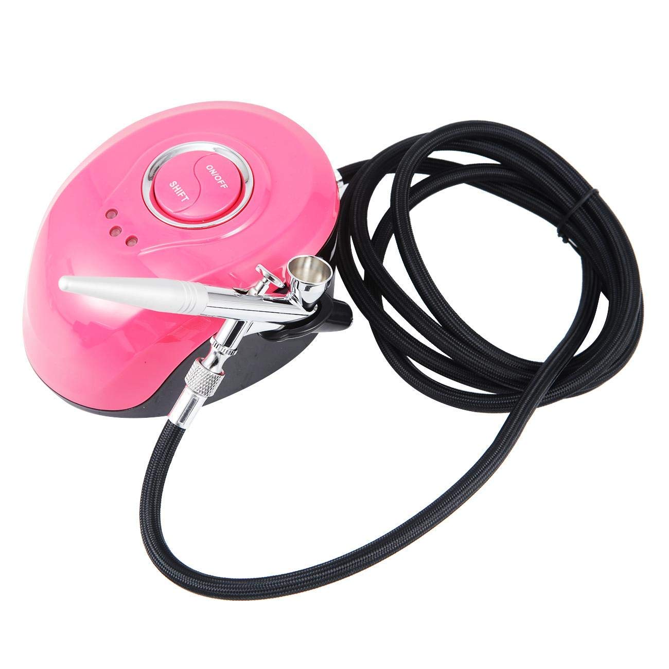 CYBERNOVA Set compressore mini aerografo Kit aerografo spray a doppia azione per trucco, decorazione di torte, artigianato, smalto per unghie art(rosa)