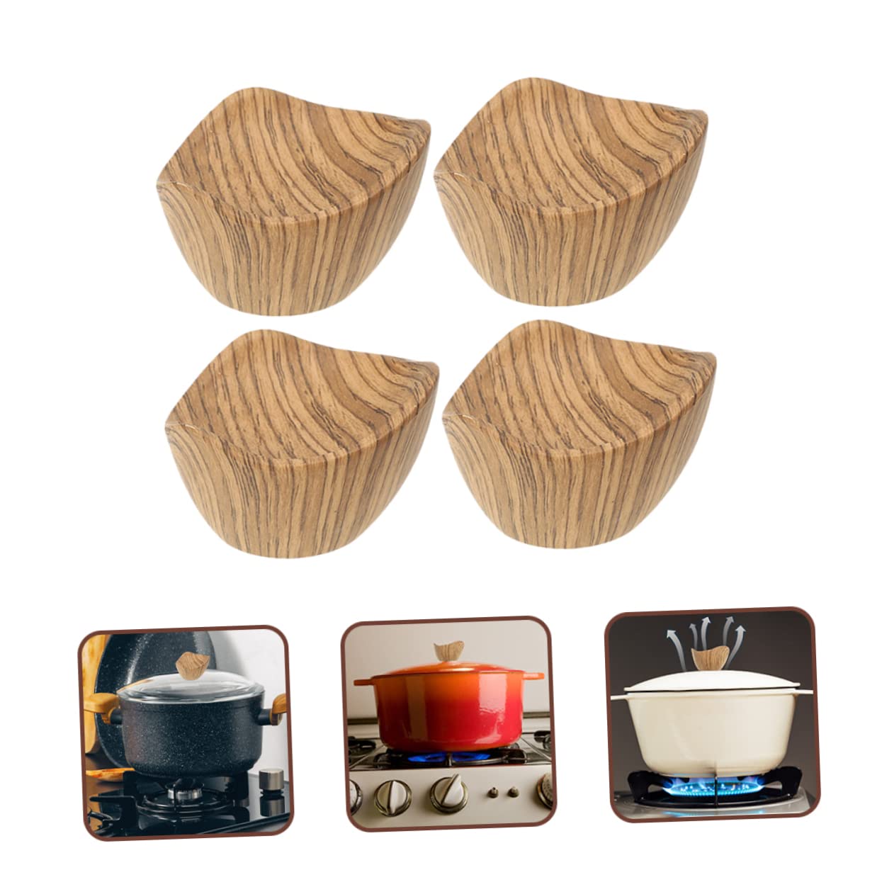 Pomello Set e Resistente in Bakelite Coperchio Pentola Installazione Legno al Calore, 4 Pezzi Manopole Facile stallazione e Design Pentole