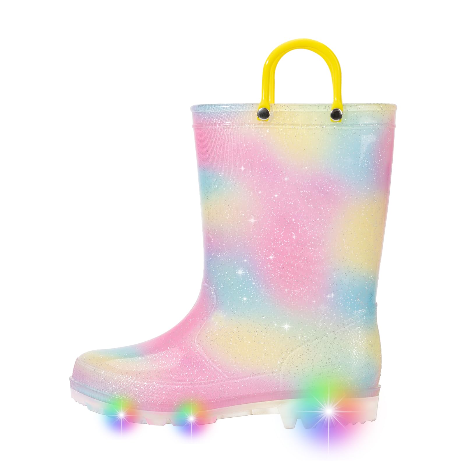 FUNCOO PLUS Stivali da pioggia per bambini e bambine, impermeabili, con manici