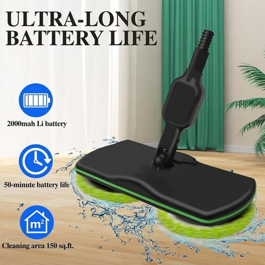 Limpiador de suelos 2 en 1, recargable, inalámbrico, giratorio, eléctrico, giratorio, limpiador o pulidor de suelos duros, funciona con 2 almohadillas de microfibra y 2 almohadillas pulidoras para