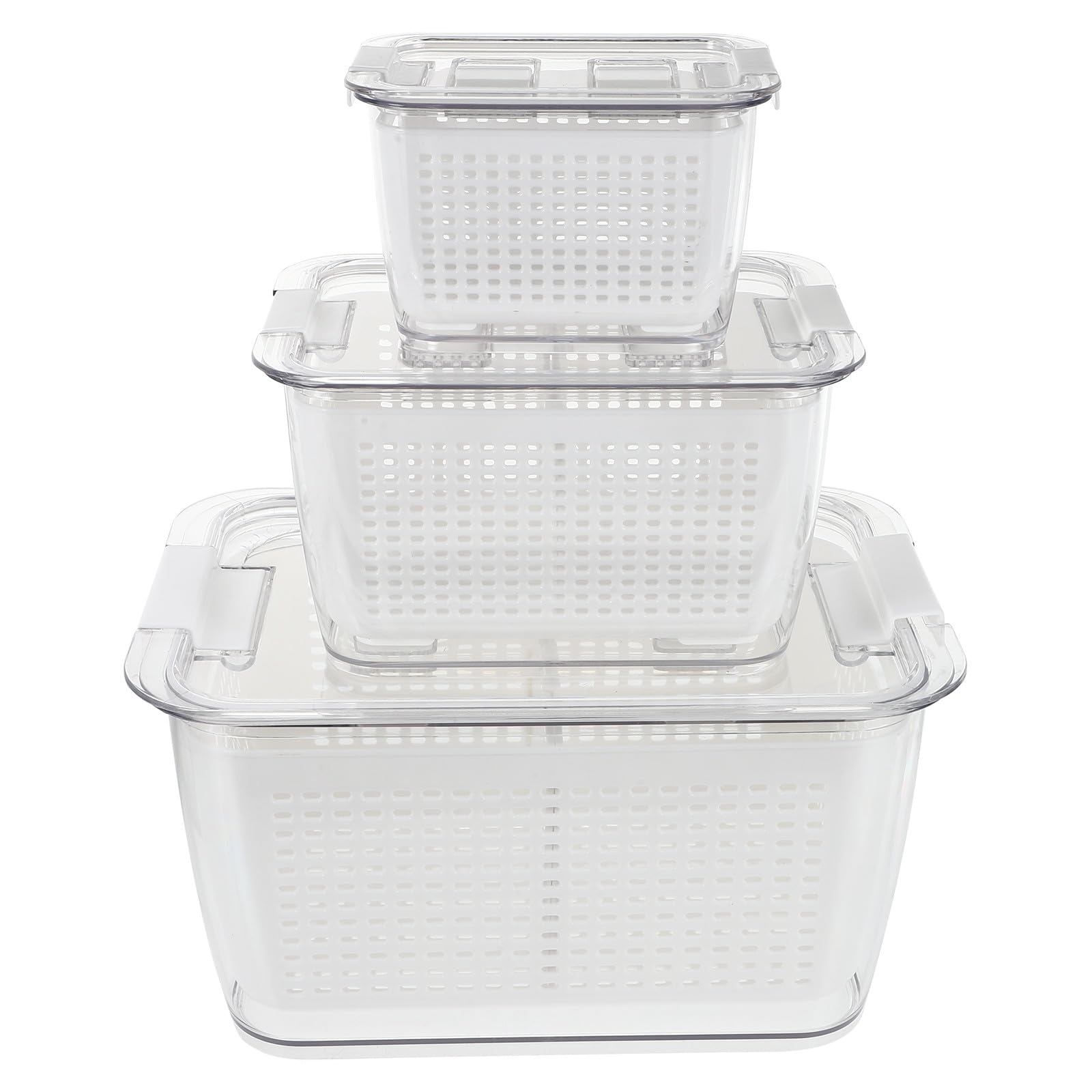 Supvox Frischebox mit Deckel und Abtropfkörbchen aus Pet und Pp Luftdichte Küchenaufbewahrungsbox für Gemüse und Meeresfrüchte für Zuhause und Kühlschrank