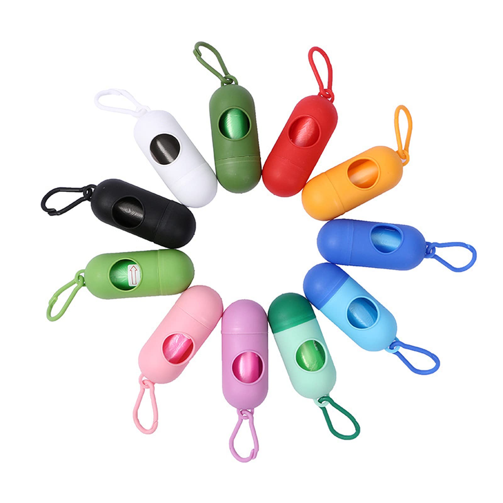 100 bolsas para excrementos de perro, dispensador de bolsas con clip de lino, color rojo, incluye 15 bolsas para excrementos de perro
