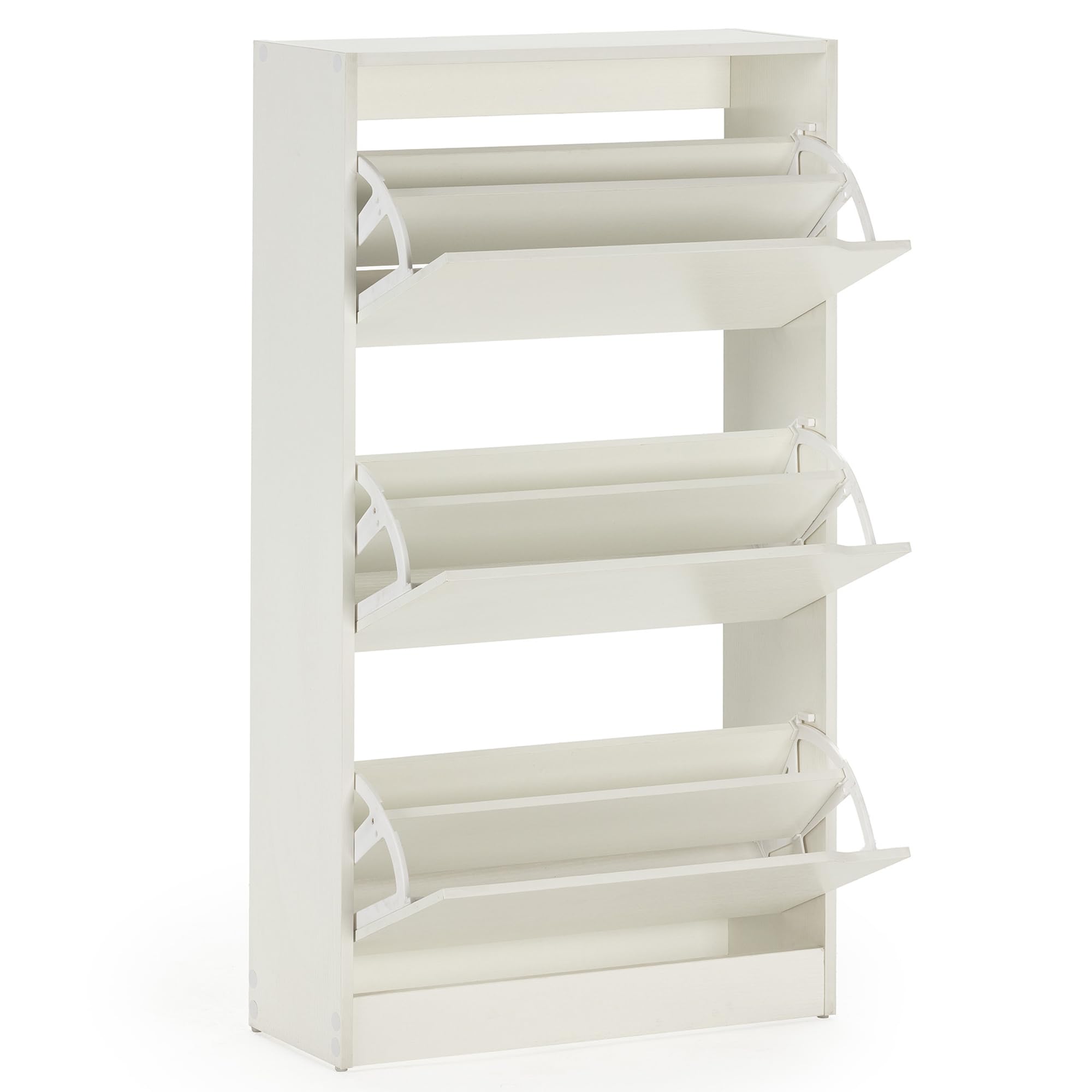HOMN LIVING Mueble Zapatero Ángel 3 Puertas Color Blanco, para 18 Pares, 63 cm (Ancho) 24 cm (Profundo) 115 cm (Altura)