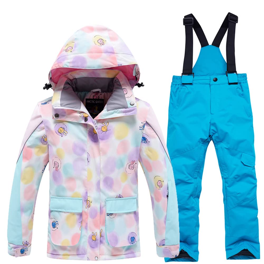 Girls/Boys Snowsuits Hooded Insulated Windproof Winer Coats Ski Jacket Snow Pants Set