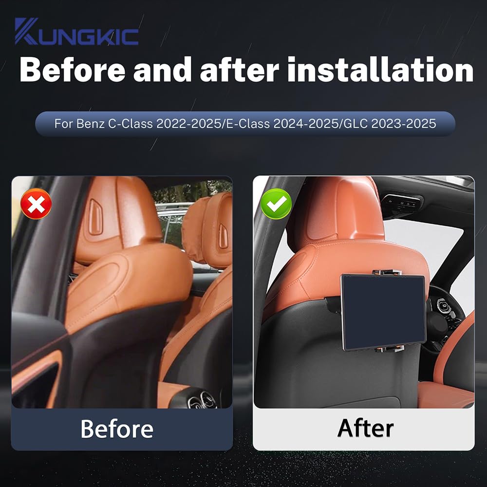 KUNGKIC Supporto per tablet per Mercedes Benz Classe C E-Class GLC, estensibile, universale, rotazione a 360°, per tablet, 1 pezzo