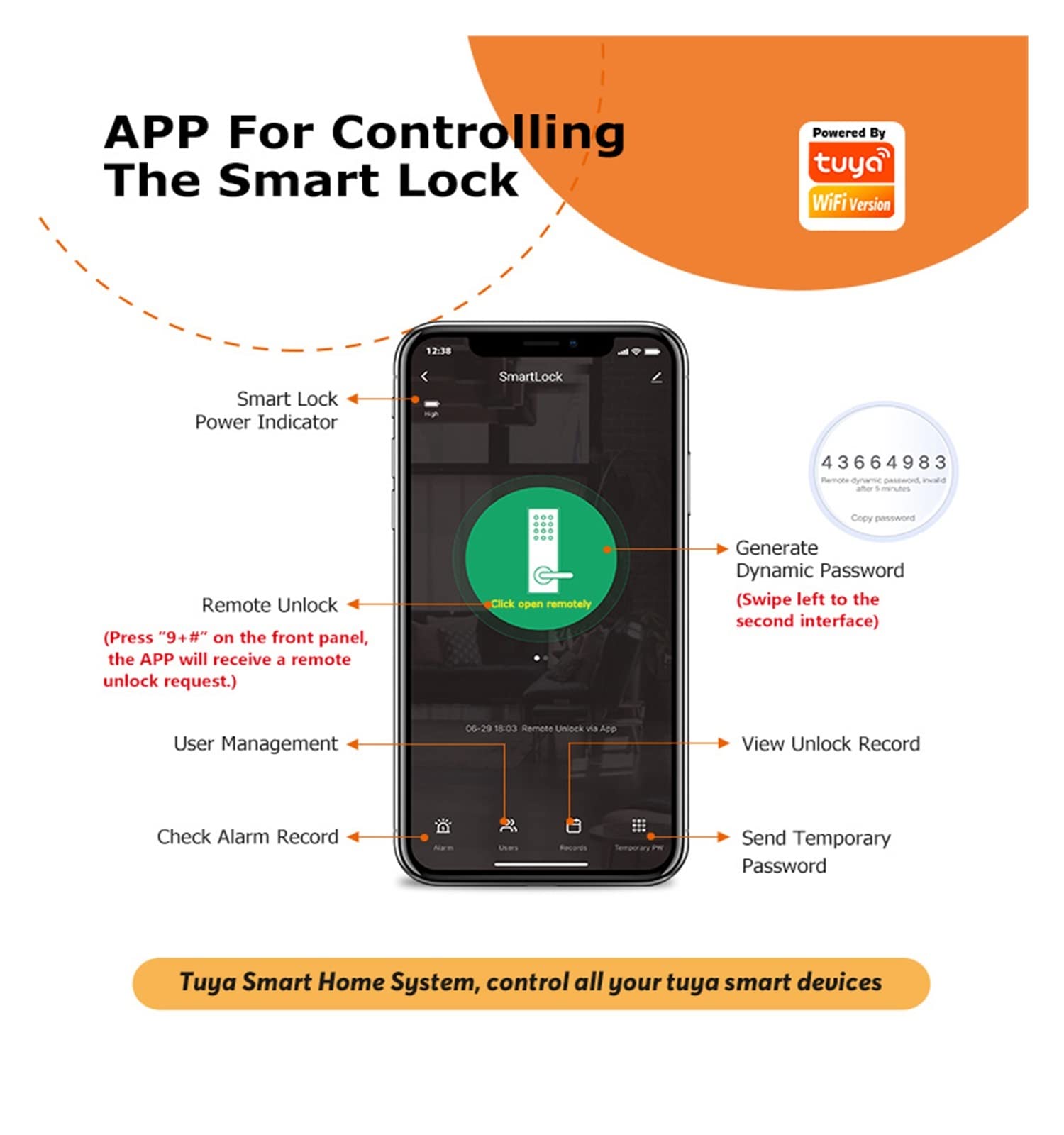Serrure connectée,Smart Lock Tuya biométrique Empreinte Digitale Intelligente Porte casier hôtel entrée sans clé poignée de Maison App déverrouiller Serrure Intelligente numérique(240 5050)