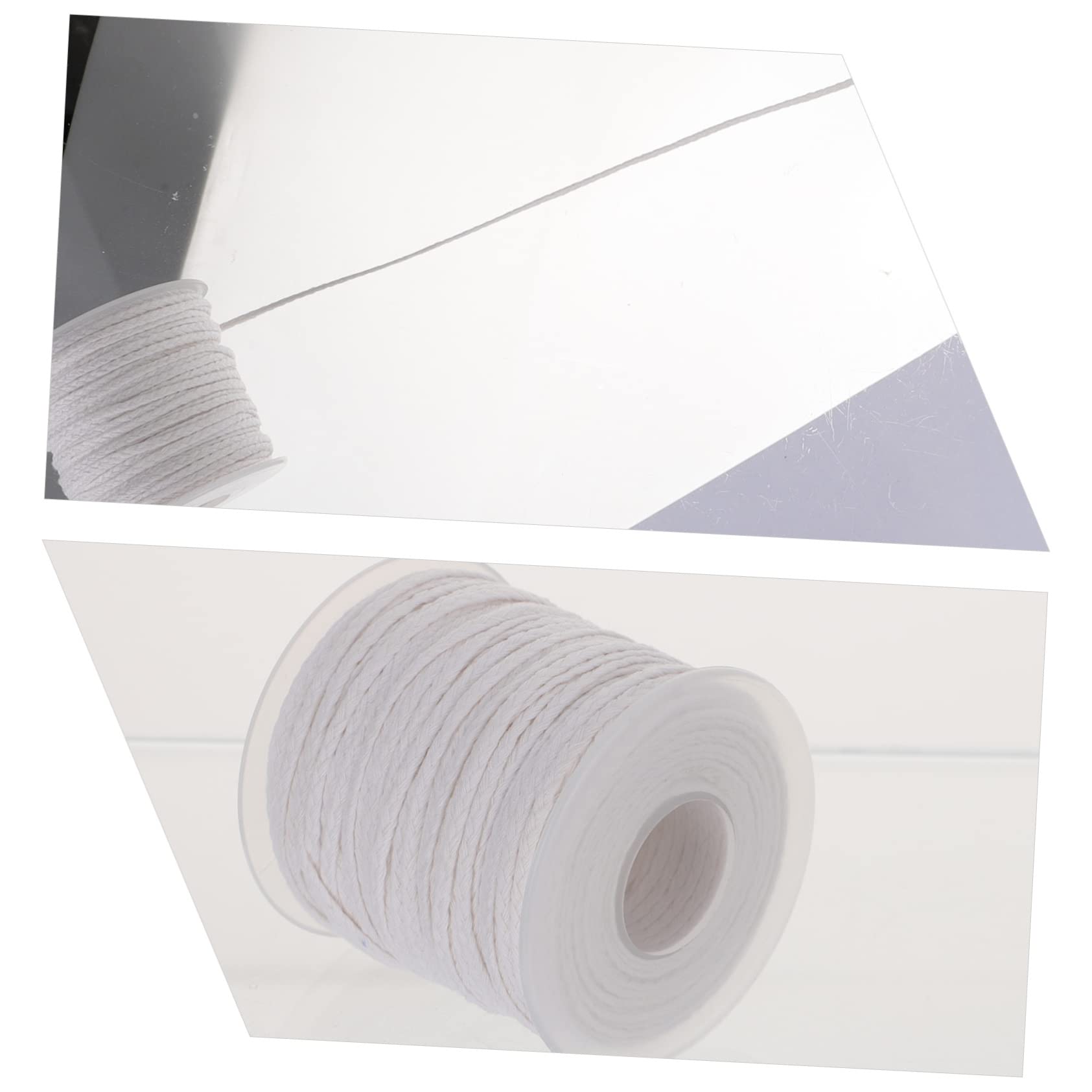 3rotoli Corda Stoppini Intrecciati Cotone Naturale Per Fai Da Te Stoppini Senza Per Lampade e Bruciatori Accessorio Per Creazioni Artigianali
