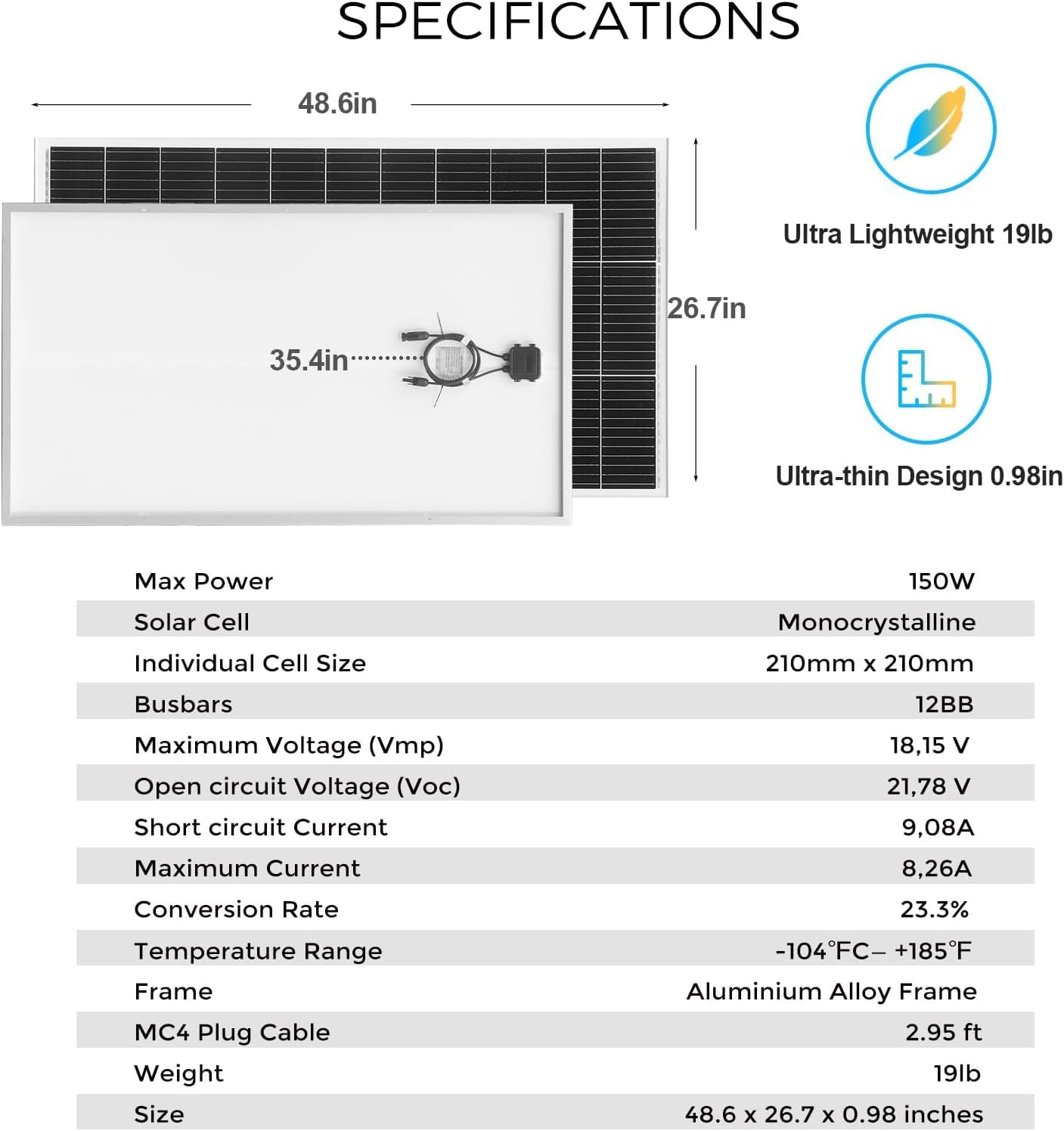 Kit di Pannelli Solari off-Grid da 300 W - 2 Moduli Monocristallini da 150 W con Regolatore di Carica da 30 A per Camper, Barche, Roulotte E Sistemi A Batteria da 12 V