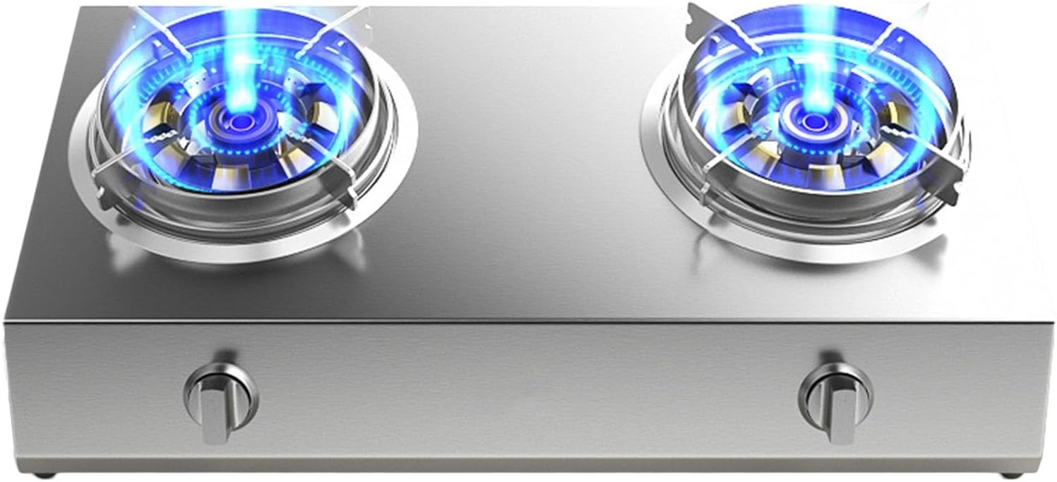 Propane Stove,2 Burners Portable Propane Stove,24566.4BTU High Power Stainless Steel Gas Cooktop for Kitchen Outdoor Camping RV and Apartments (Color : LPG, Size : Style 7)
