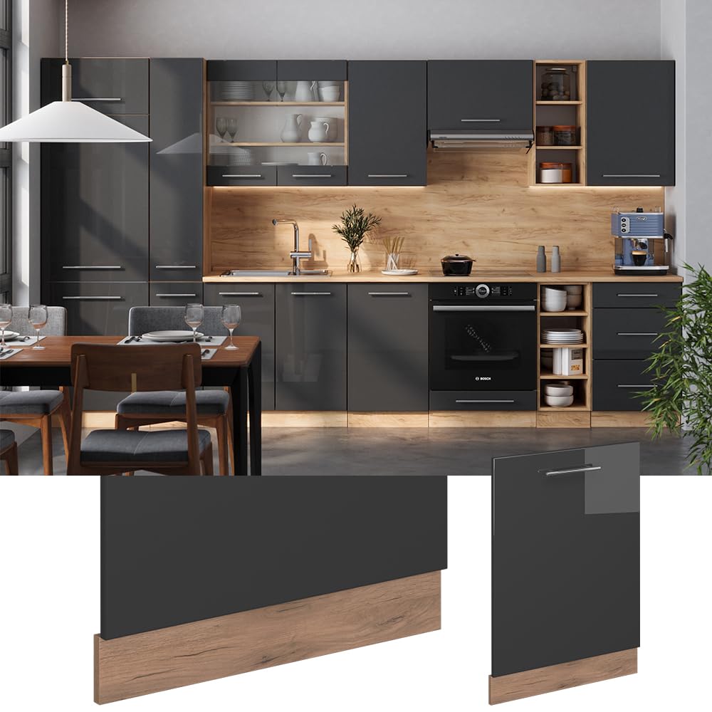 Vicco Panel przedni zmywarki "Fame-Line", Antracyt wysoki połysk, 60 cm | BP Antracyt, à combiner avec d'autres modules de la série Fame-Line