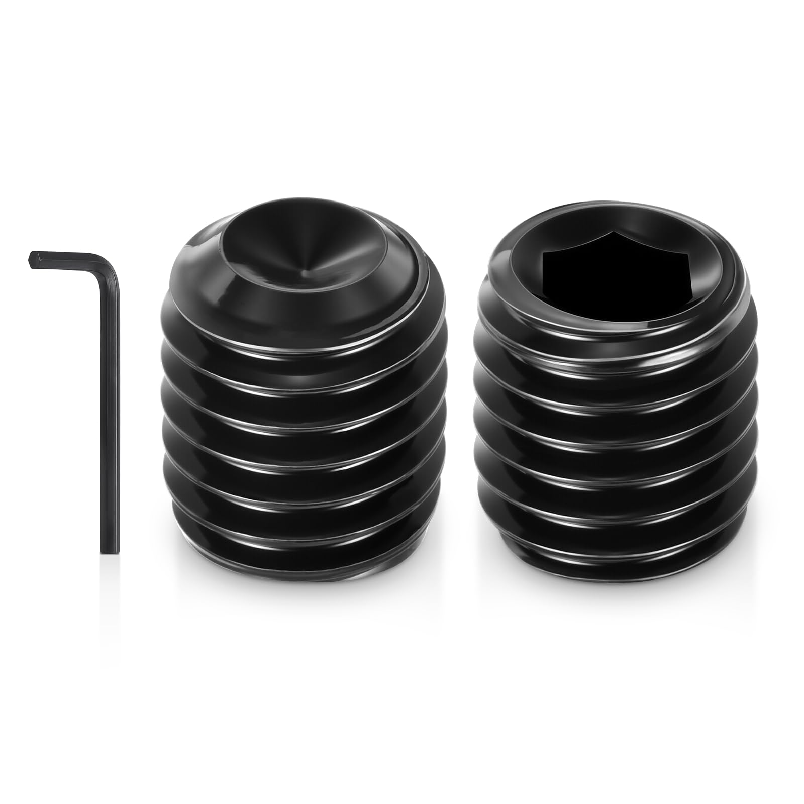 Kozelo 20Pcs Cup Point Socket Set Screws - [M12-1.75x12] Carbon Steel - Black Oxide Finish Hex Socket Grub Set Screws with Hex Key Wrench for Door Handles, Knobs & Light Fixtures