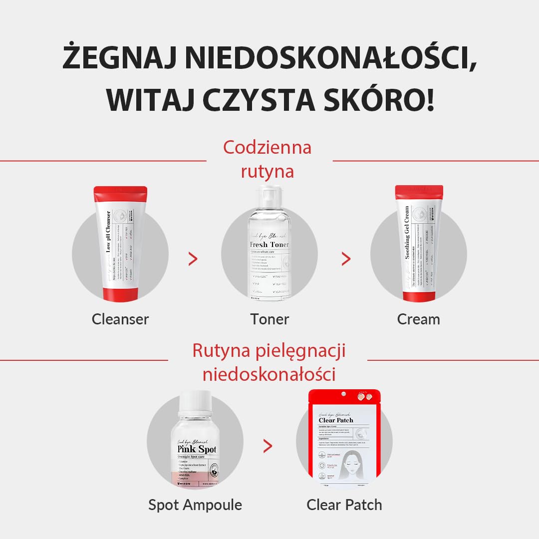 [Mizon] Tratament na Trądzik i Pryszcze, Nocna Pielęgnacja Plamek, Nocna Pielęgnacja Trądziku, Produkt z Kalaminą, AHA, BHA, Tratament Przełomowy (19 ml) Good Bye Blemish Pink Spot