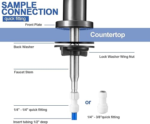 Miniatura 6 de Grifo de agua potable  Grifo de agua filtrado de vástago de rosca larga para encimera gruesa, grifo de ósmosis inversa sin plomo con manguera y