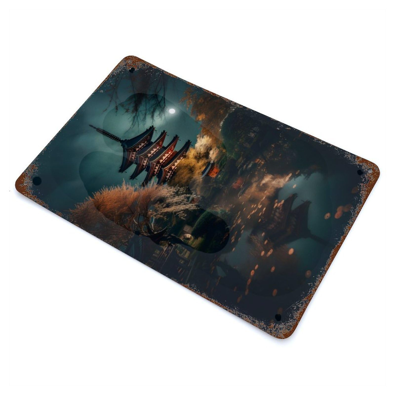 Japanese Night 4 Rustic Tin Plaque 11.8"x7.9", Ideal for Shed, Workshop And Garage Wall Decor