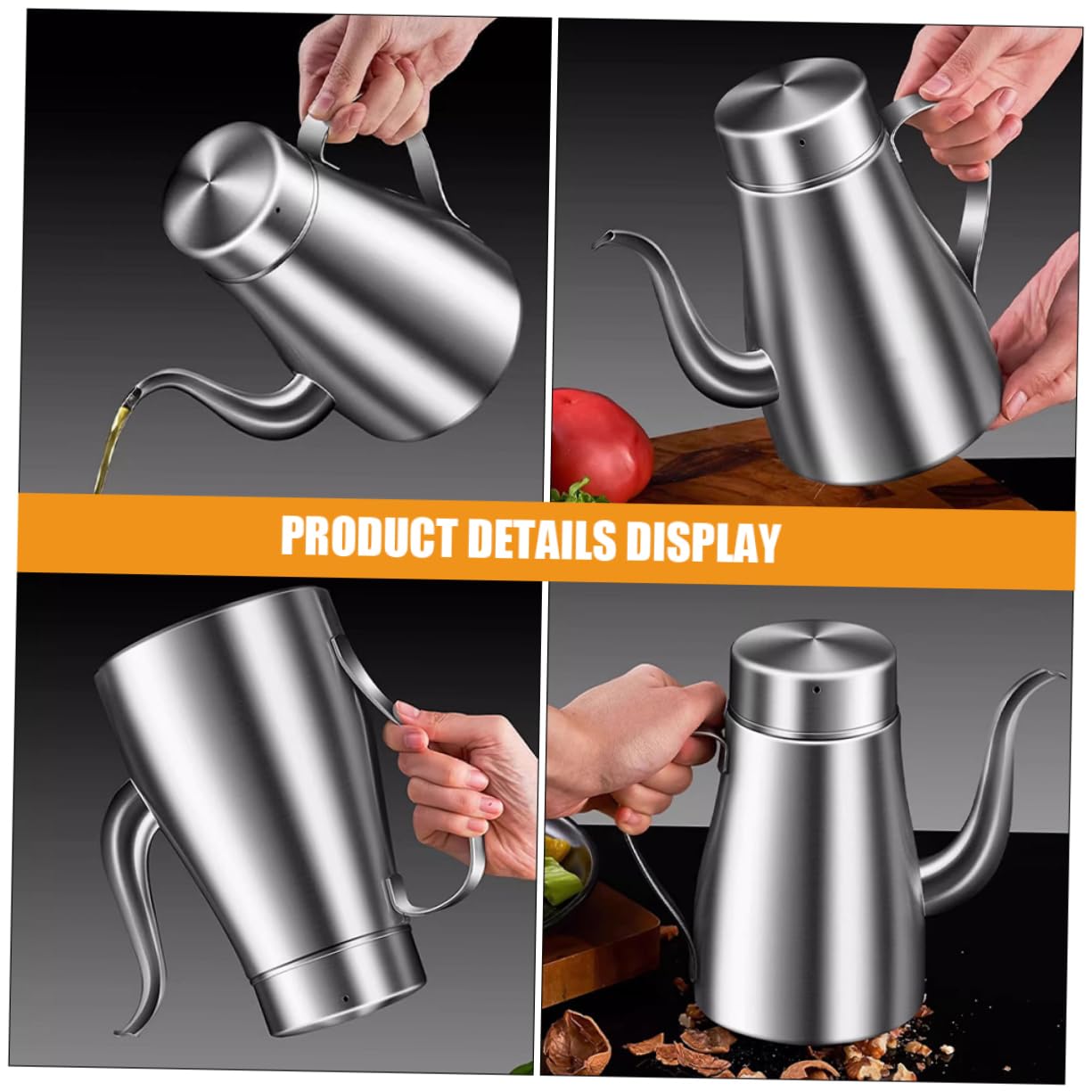 Hemobllo 18oz Bottiglia in Acciaio Inox per Olio da Cucina Contenitore da Beccuccio Antigoccia per Conservare Olio Aceto e Condimenti Design Professionale per Cucinare e Insalate
