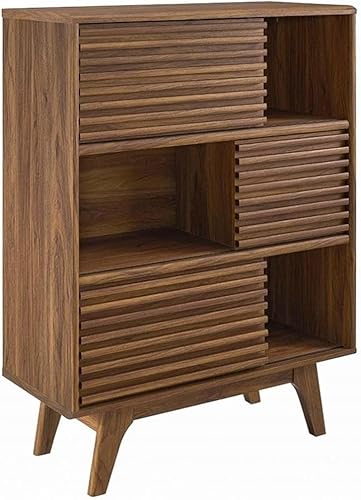 Modway Render - Mueble de tres niveles para almacenamiento, color nogal