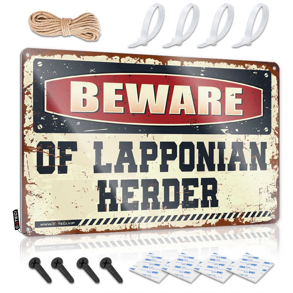 Dtha One Color Funny Signs For Home Decor Beware Of Lapponian Herder Sign Funny Coffee Signs Backyard Bar Decor(30X40cm)