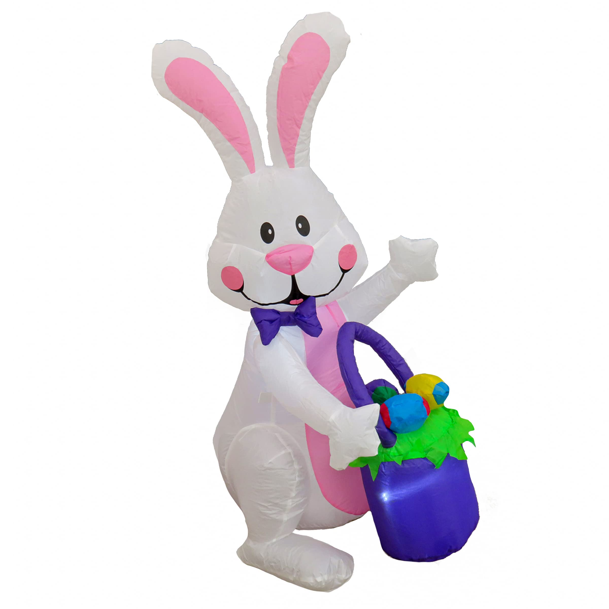 National Tree Company Waving Bunny Inflatable Decoration, White, Easter Collection, 4 Feet