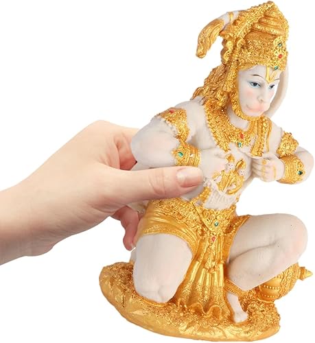 Miniatura 4 de DOITOOL Estatua de Hanuman de oro, escultura de señor, colección de figuras de la India, escultura de ídolo Murti Pooja para el hogar, templo,