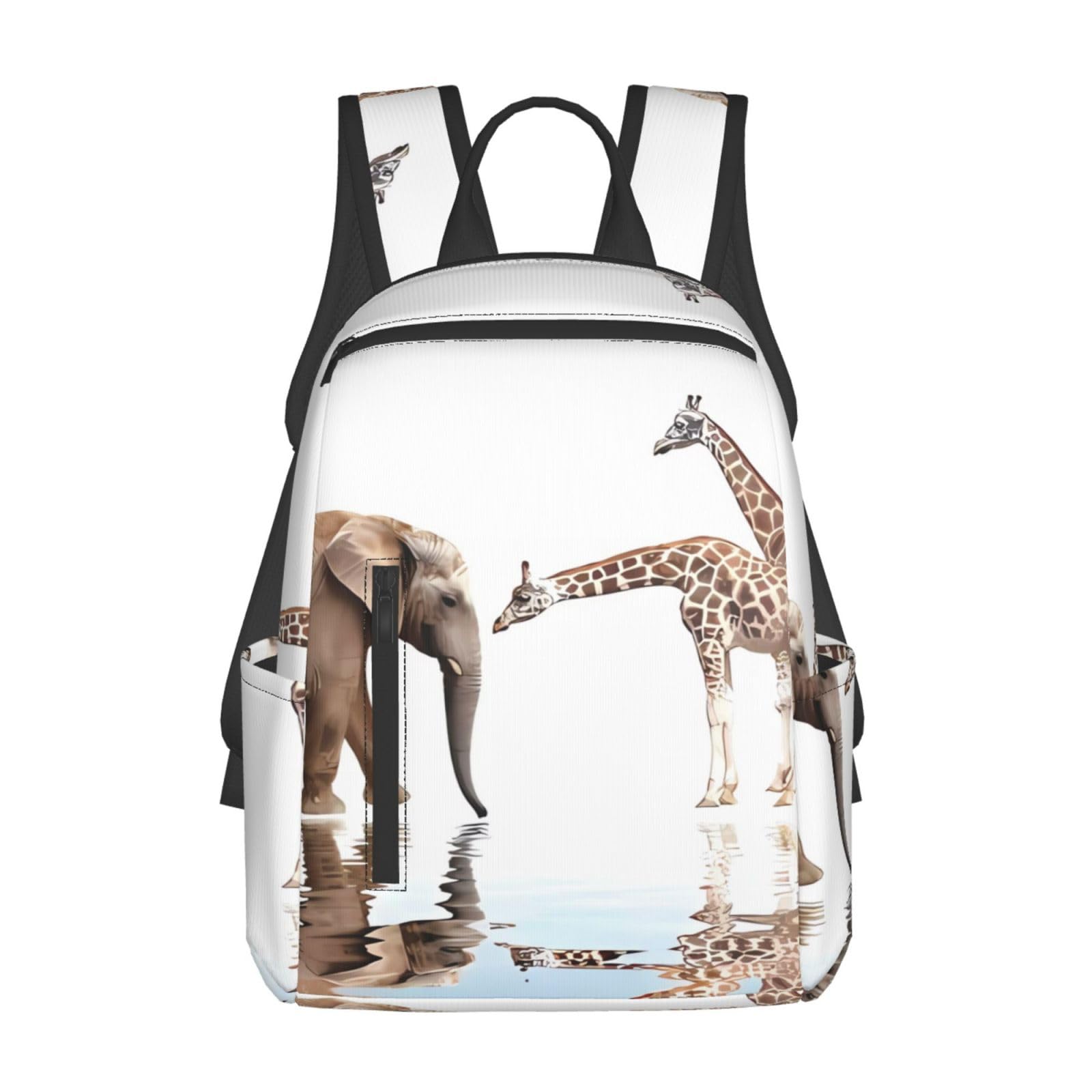 Sac à dos noir imprimé faune sauvage haute résistance, taille unique - 8