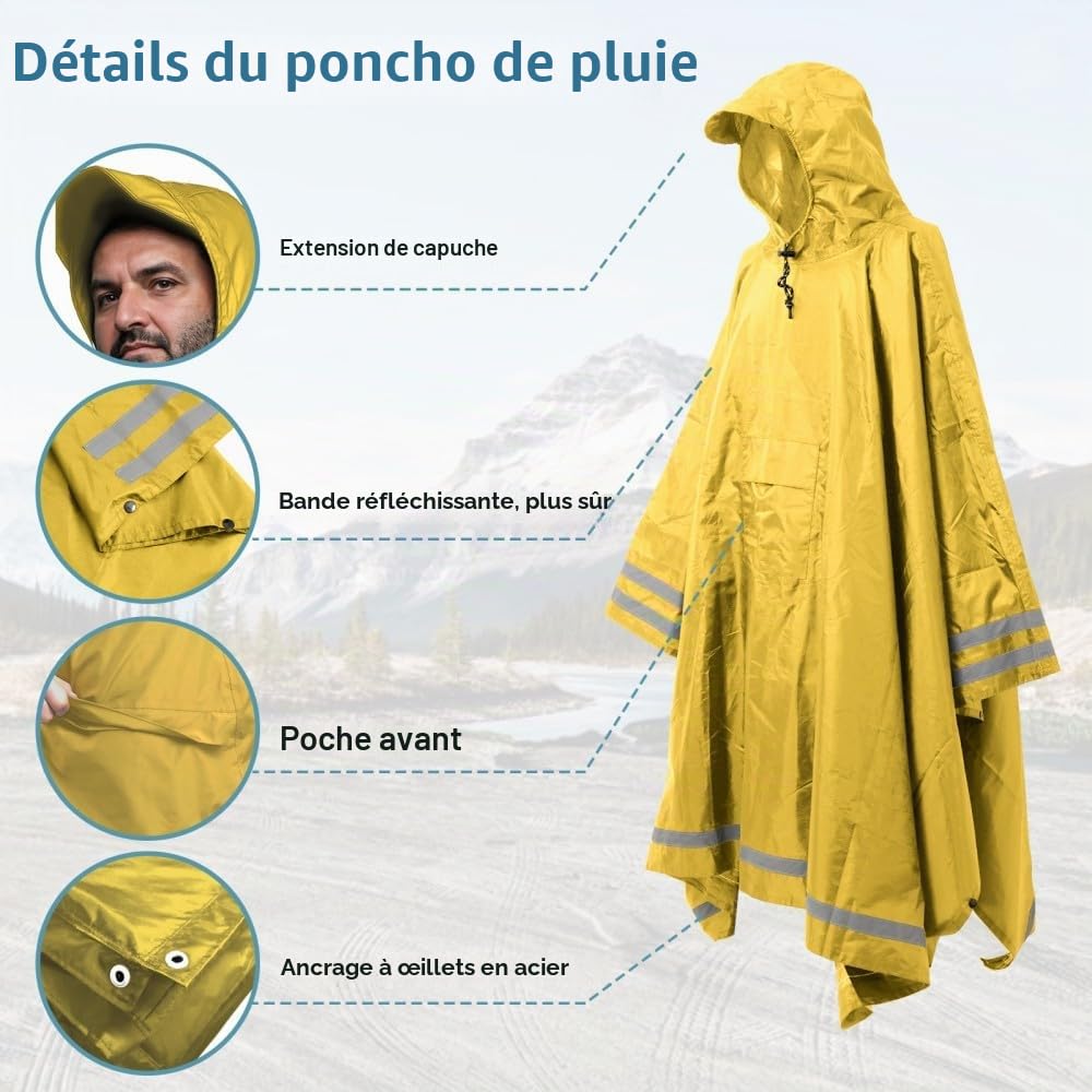 Ref Stripe Rain Poncho Moderne Mixte (lot de 1)
