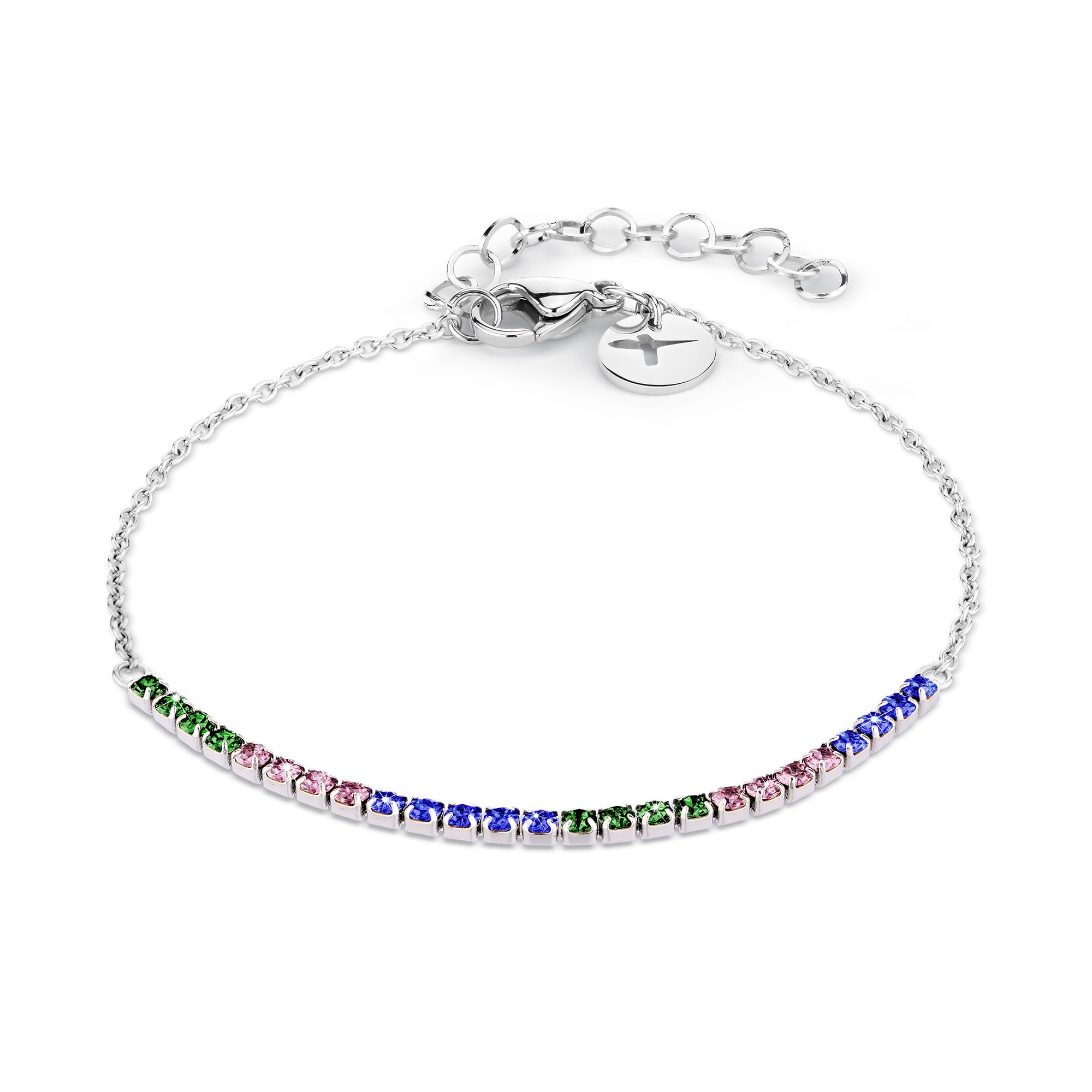 Tamaris Tennis-Armband für Damen aus Edelstahl mit Zirkoniasteinen, Frauen Armschmuck größenverstellbar und wasserfest