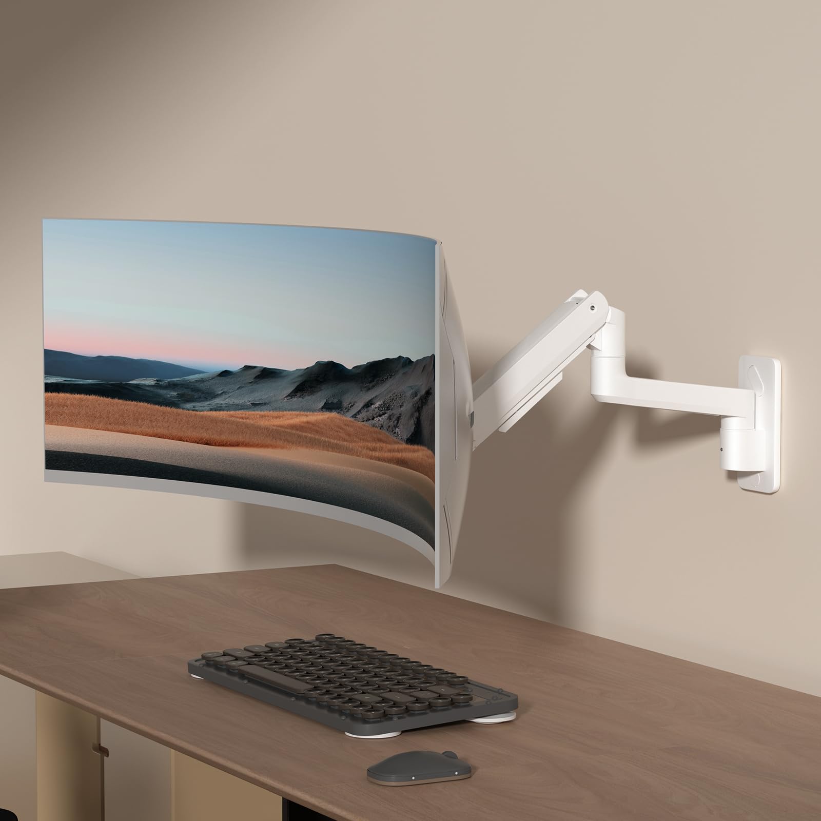 PUTORSEN Premio 17"-49" LED LCD Supporto Monitor Muro, Braccio Monitor Muro Singolo con Molla a Gas Ergonomico Regolabile in Altezza, Rotazione e Inclinabile, Max VESA 75/100/200 mm, Fino a 2-20kg