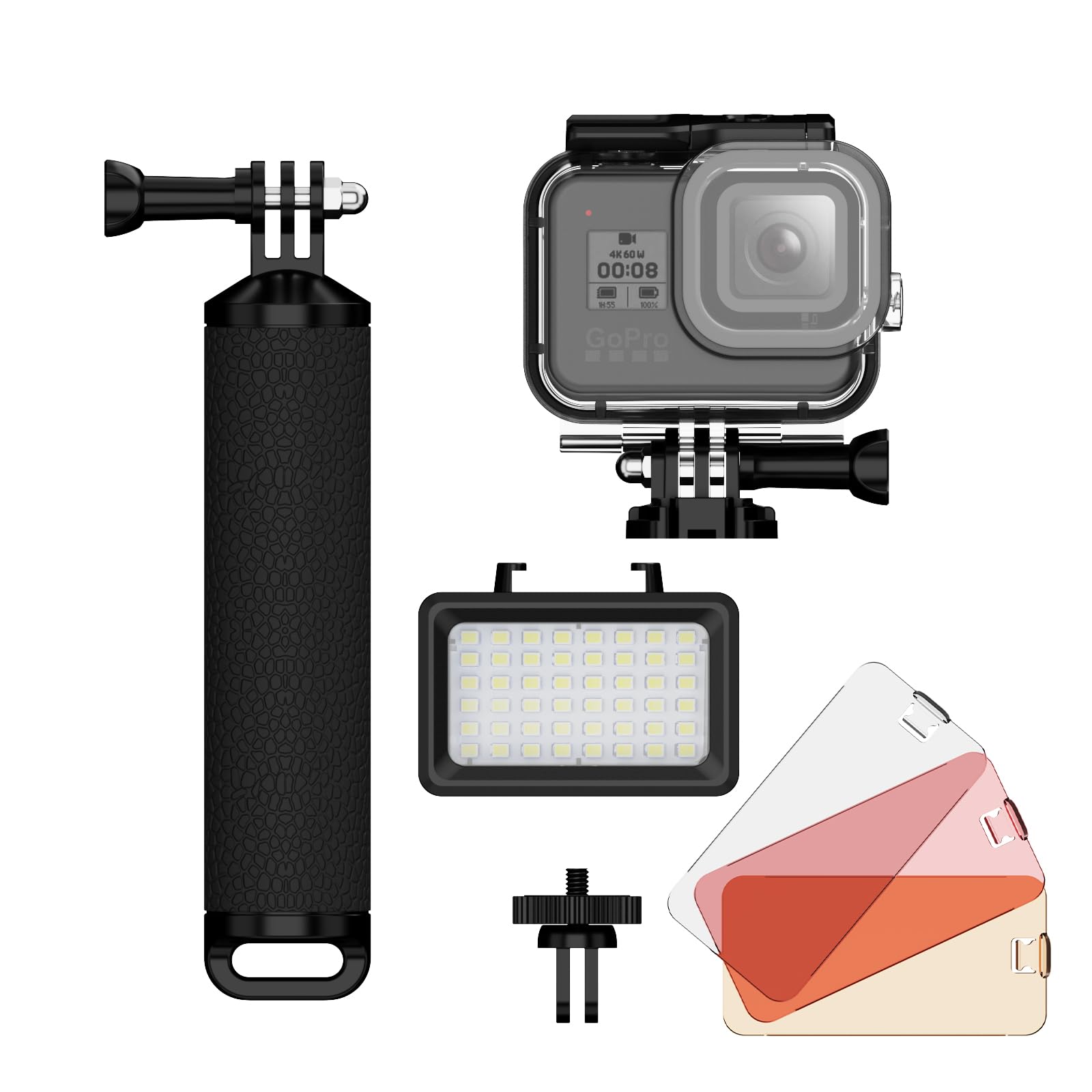 Sea frogs Lampe de plongée étanche 48 LED haute puissance 40 m compatible avec GoPro Hero 12/11/10/9 (SL-104-GO KIT)