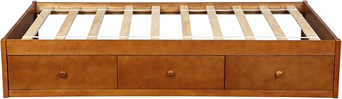 Miniatura 12 de SOFTSEA Cama de almacenamiento de tamaño individual con cajones de almacenamiento, no necesita somier (cereza) Cereza,Blanco,Gris (Antique