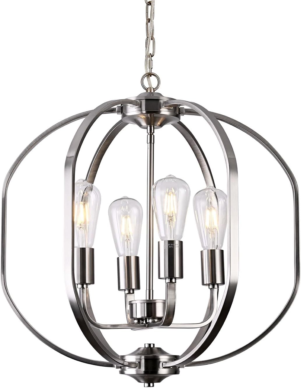 BOZO Globe Brushed Nickel Chandelier Light, Modern Farmhouse Chandeliers for Dining Room Light Fixture, Adjustable Pendant Lights Kitchen Island Foyer Lighting Fixtures for Entryway Living Room